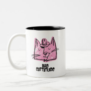 Café Em Dois Tons Caneca de Gato Engraçadinho e Mal-Humorado