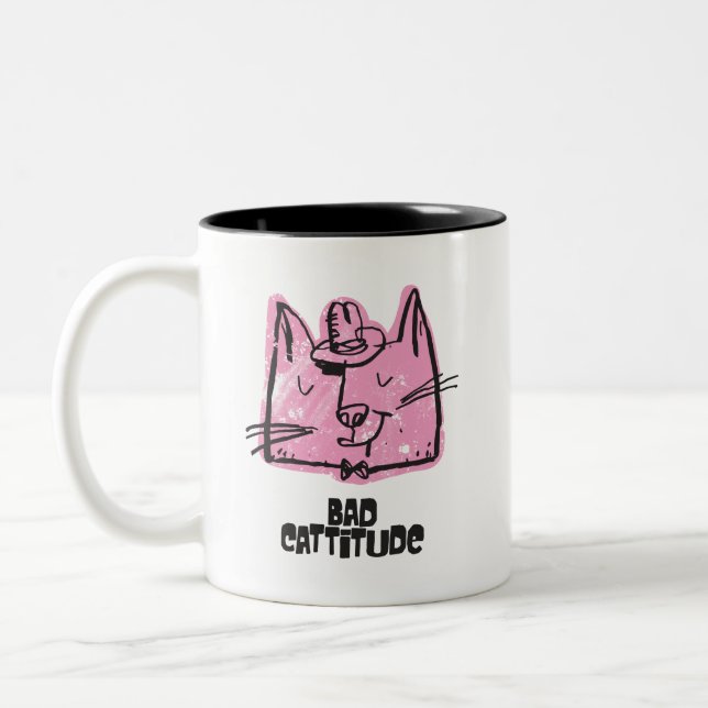 Café Em Dois Tons Caneca de Gato Engraçadinho e Mal-Humorado (Esquerda)