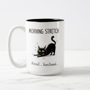 Café Em Dois Tons Caneca de Gato Engraçado Alongamento Matinal Quase