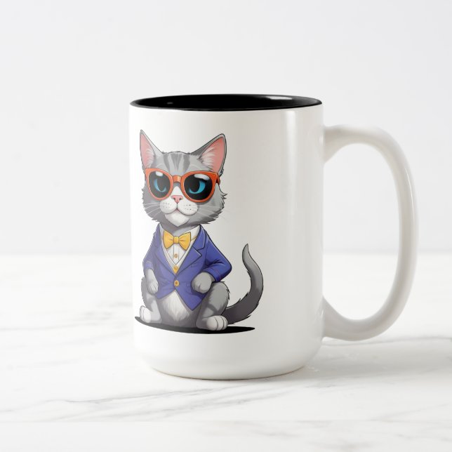Café Em Dois Tons Caneca de Gato Legal Engraçado | Presente para Ama (Direita)