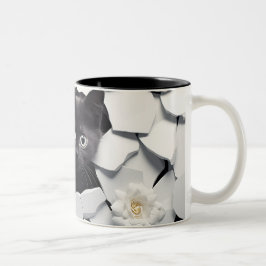 Café Em Dois Tons Caneca de Gato Preto 3D