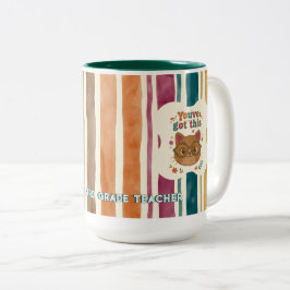 Café Em Dois Tons Caneca de Gato Professora Personalizada | Nome e S
