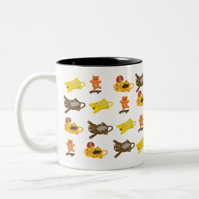 Café Em Dois Tons caneca de gatos repetir desenho animado (Esquerda)