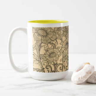 Café Em Dois Tons Caneca de girassol