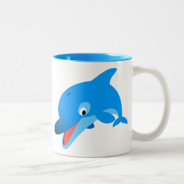 Café Em Dois Tons Caneca de Golfinho de Desenho Animado Saltitante F