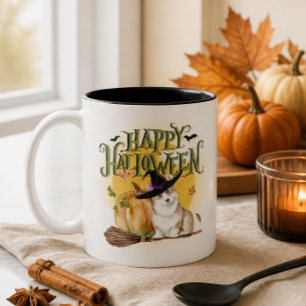 Café Em Dois Tons Caneca de Halloween do Corgi