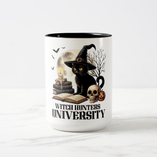 Café Em Dois Tons Caneca de Halloween Fofa com Gato Preto (Centro)