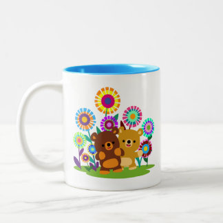 Café Em Dois Tons Caneca de Jardim dos Ursos de Desenho Animado Fofo