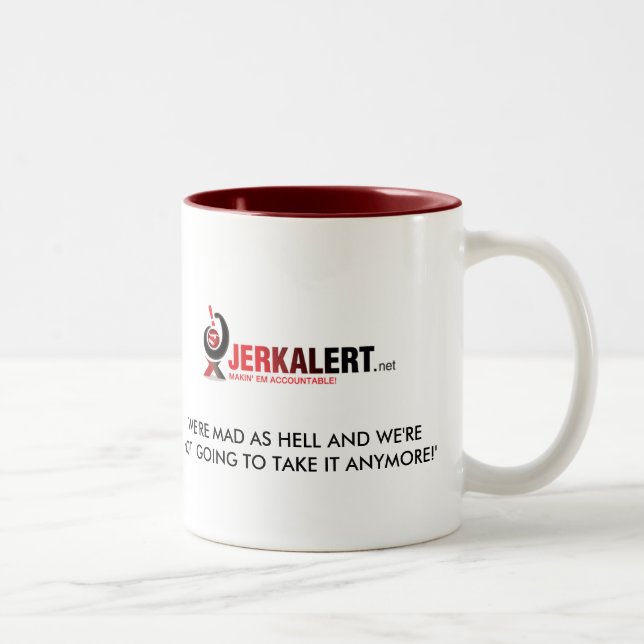 Café Em Dois Tons CANECA de JERKALERT louca como o inferno (Direita)
