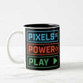 Café Em Dois Tons Caneca de Jogo – Pixels Power Play Neon Coffee Cup