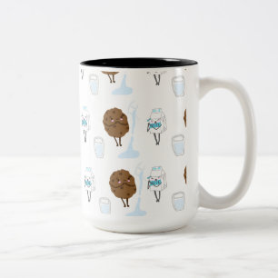 Café Em Dois Tons Caneca de Leite & Biscoitos