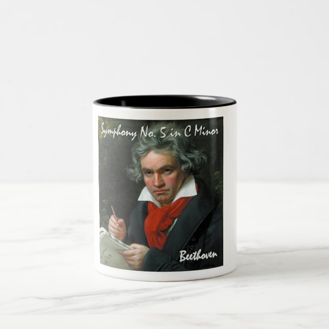 Café Em Dois Tons Caneca de Ludwig van Beethoven (Centro)