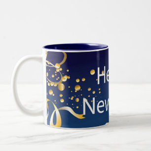 Café Em Dois Tons caneca de luxo, Feliz ano novo.