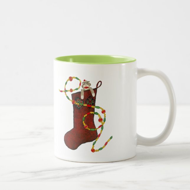 Café Em Dois Tons Caneca de Macaco de Choque de Natal (Direita)