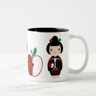 Café Em Dois Tons Caneca de Manzanita Kokeshi