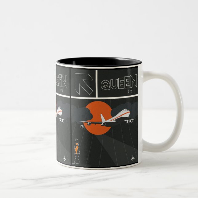 Café Em Dois Tons Caneca de Meados do Século Estilo Jumbo Jet Rainha (Direita)
