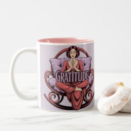 Café Em Dois Tons Caneca de Meditação de Afirmação de Vinho de Lavan