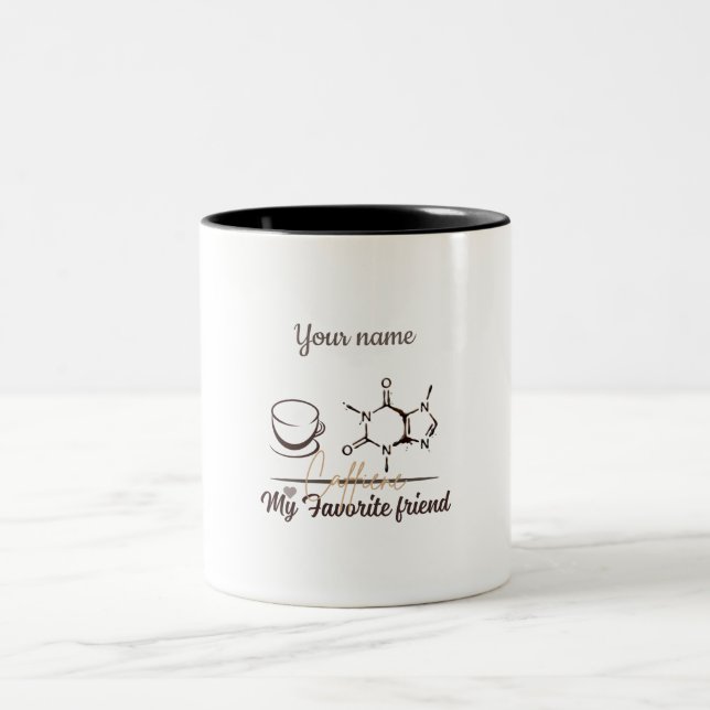 Café Em Dois Tons Caneca de Molécula de Cafeína Personalizável para  (Centro)