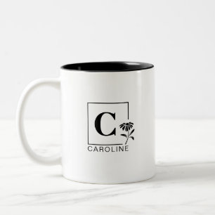 Café Em Dois Tons Caneca de Monograma Margarida Elegante – Lembrança