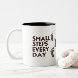 Café Em Dois Tons Caneca de Motivação Pequenos Passos Todos os Dias 