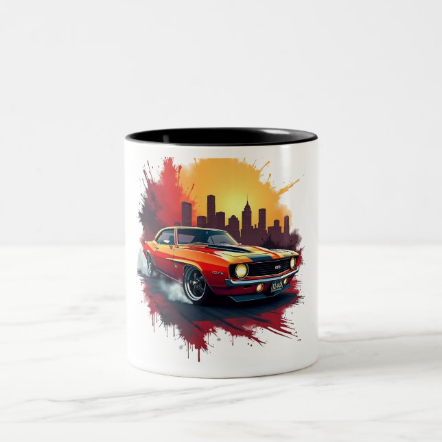Café Em Dois Tons Caneca de Muscle Car Burnout (Centro)