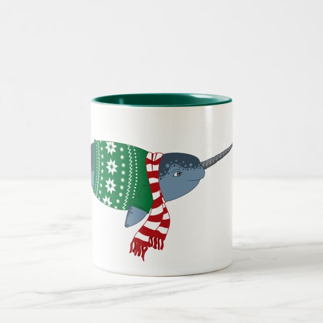 Café Em Dois Tons Caneca de Narwhal do Natal (Centro)