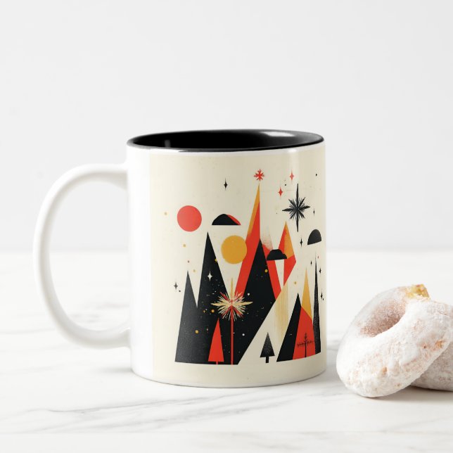 Café Em Dois Tons Caneca de Natal (Com Donut)