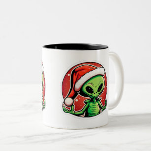 Café Em Dois Tons Caneca de Natal Alienígena com Adesivo Tom Duplo,