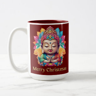 Café Em Dois Tons Caneca de Natal Budista Colorida Fofa Festa
