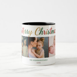 Café Em Dois Tons Caneca de Natal com Cinco Fotos – Férias Personali