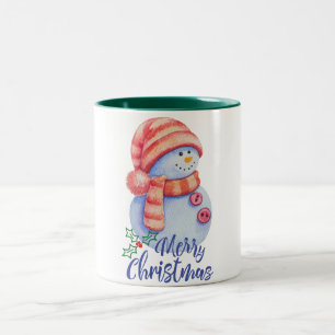 Café Em Dois Tons Caneca de Natal de Boneco de Neve - Presente de Fé