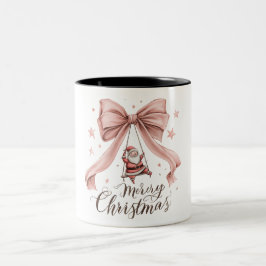 Café Em Dois Tons Caneca de Natal do Papai Noel Adorável com Laço Ro