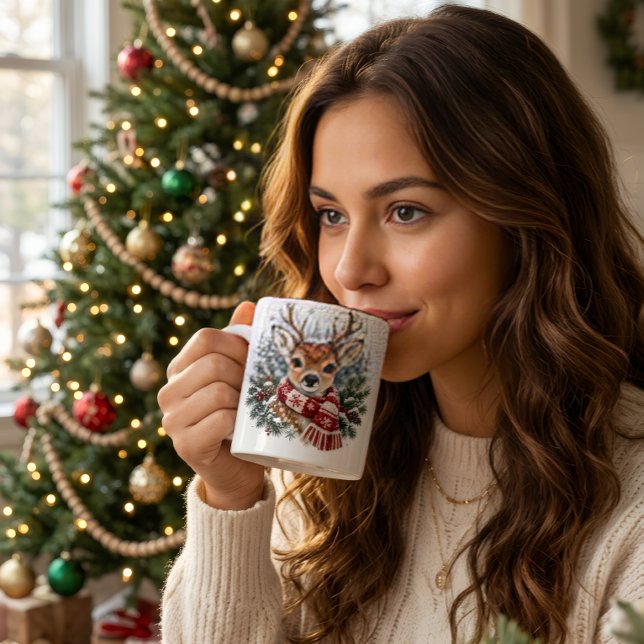 Café Em Dois Tons Caneca de Natal do Renas Cute (Criador carregado)