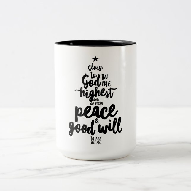Café Em Dois Tons Caneca de Natal duas cores Glória a Deus (Centro)
