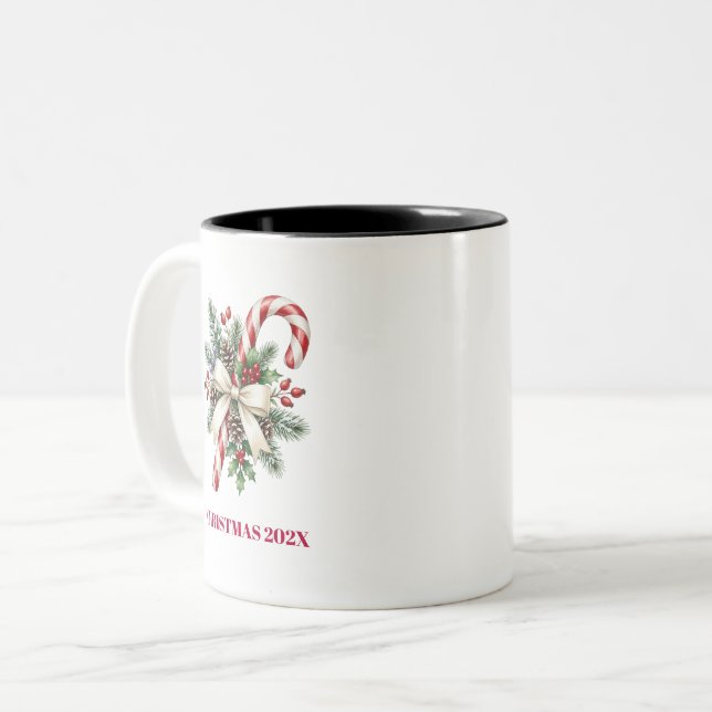 CAFÉ EM DOIS TONS CANECA DE NATAL FAMILIAR (Frente Esquerda)