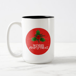 Café Em Dois Tons Caneca de Natal – Feliz Natal Design de Azevinho |