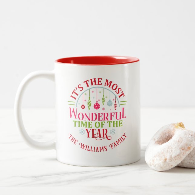 Café Em Dois Tons Caneca de Natal Festiva Personalizada (Com Donut)