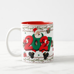 Café Em Dois Tons Caneca de Natal Fofo 2027 Feliz Natal