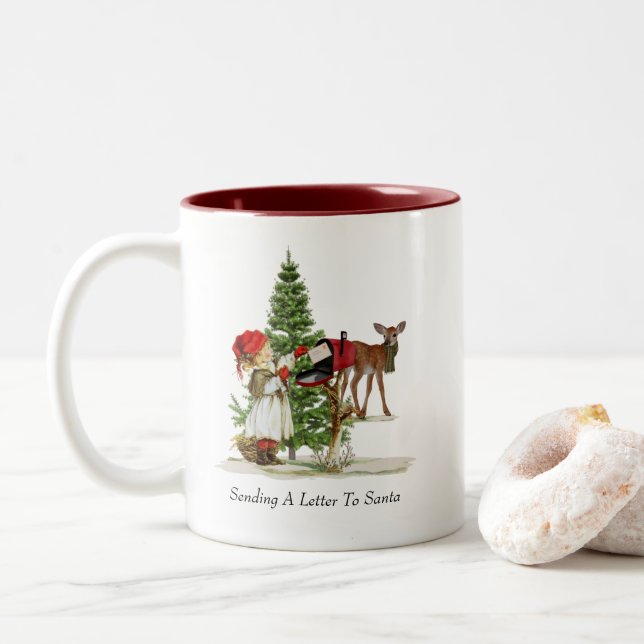 Café Em Dois Tons Caneca de Natal/Inverno (Com Donut)