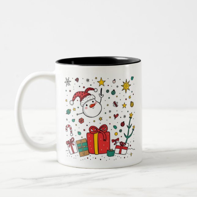 Café Em Dois Tons caneca de Natal personalizada (Esquerda)
