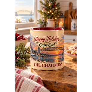 Café Em Dois Tons Caneca de Natal Personalizada de Cape Cod do Papai