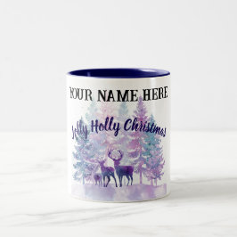 Café Em Dois Tons Caneca de Natal Personalizada – Design Jolly Holly