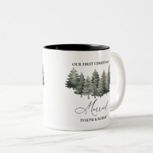 Café Em Dois Tons Caneca de Natal Personalizada para Casal Recém-Cas