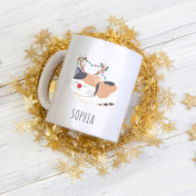Caneca de Natal Personalizada, Reindeer Gato