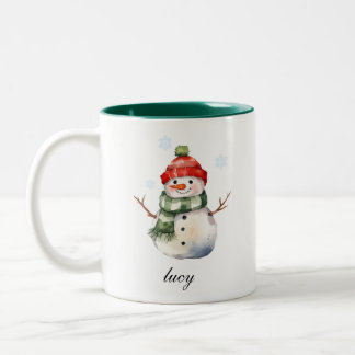 Café Em Dois Tons Caneca de Natal Personalizada Snowman
