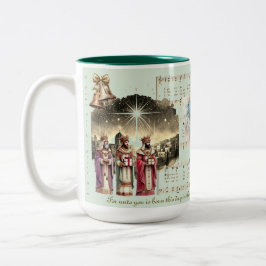 Café Em Dois Tons Caneca de Natal Presépio Três Reis Magos