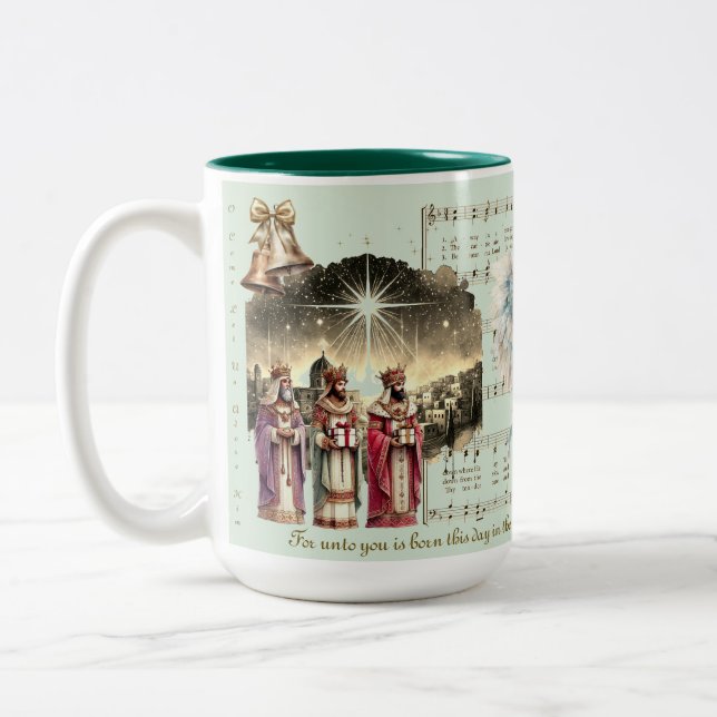 Café Em Dois Tons Caneca de Natal Presépio Três Reis Magos (Esquerda)