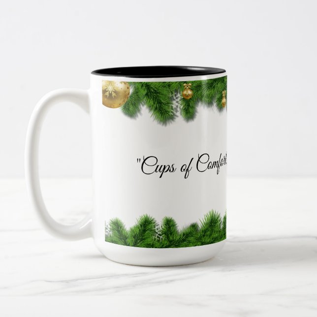 Café Em Dois Tons Caneca de Natal Verde Festiva (Esquerda)