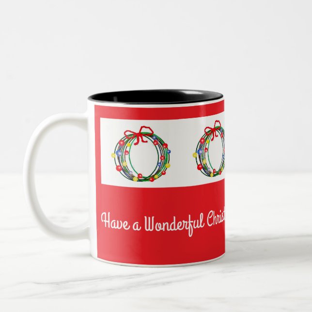 Café Em Dois Tons Caneca de Natal Vermelha Ltc Com Grinaldas (Esquerda)