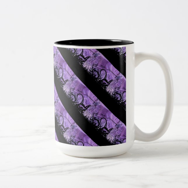 Café Em Dois Tons Caneca de Padrão com Strike Preta e Roxa (Direita)